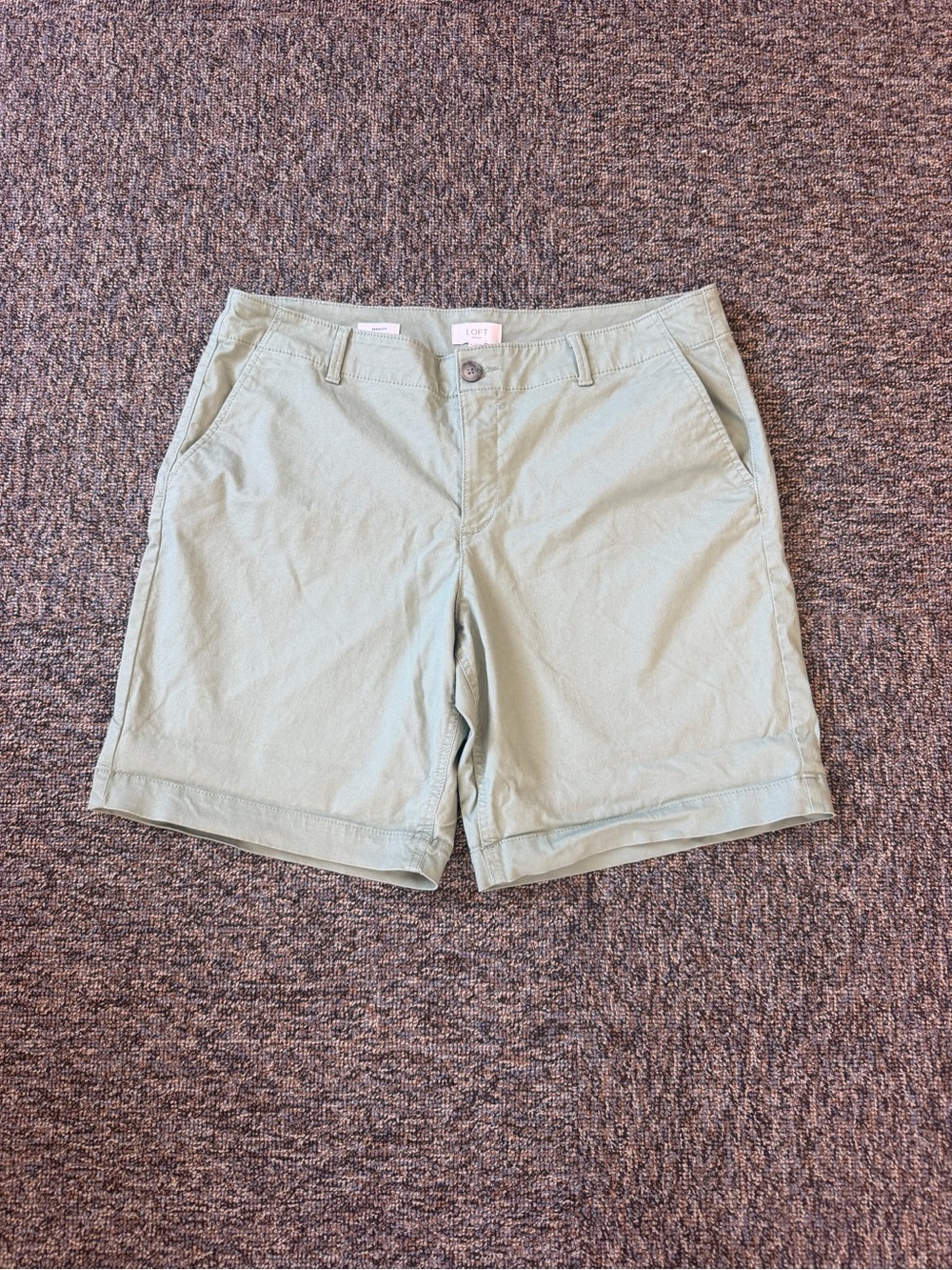 LOFT Sage Green Cotton Chino Bermuda Shorts Size 14